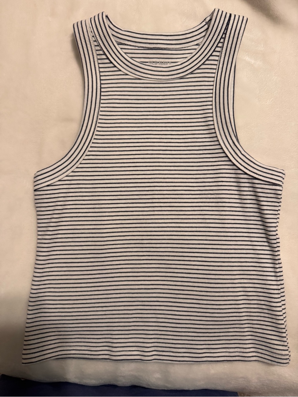 Old Navy White and Navy Striped Ribbed Tank